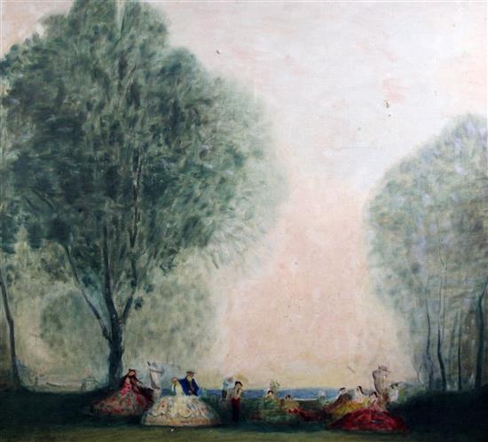 William George Robb (1872-1940) Figures in parkland 36 x 40in.